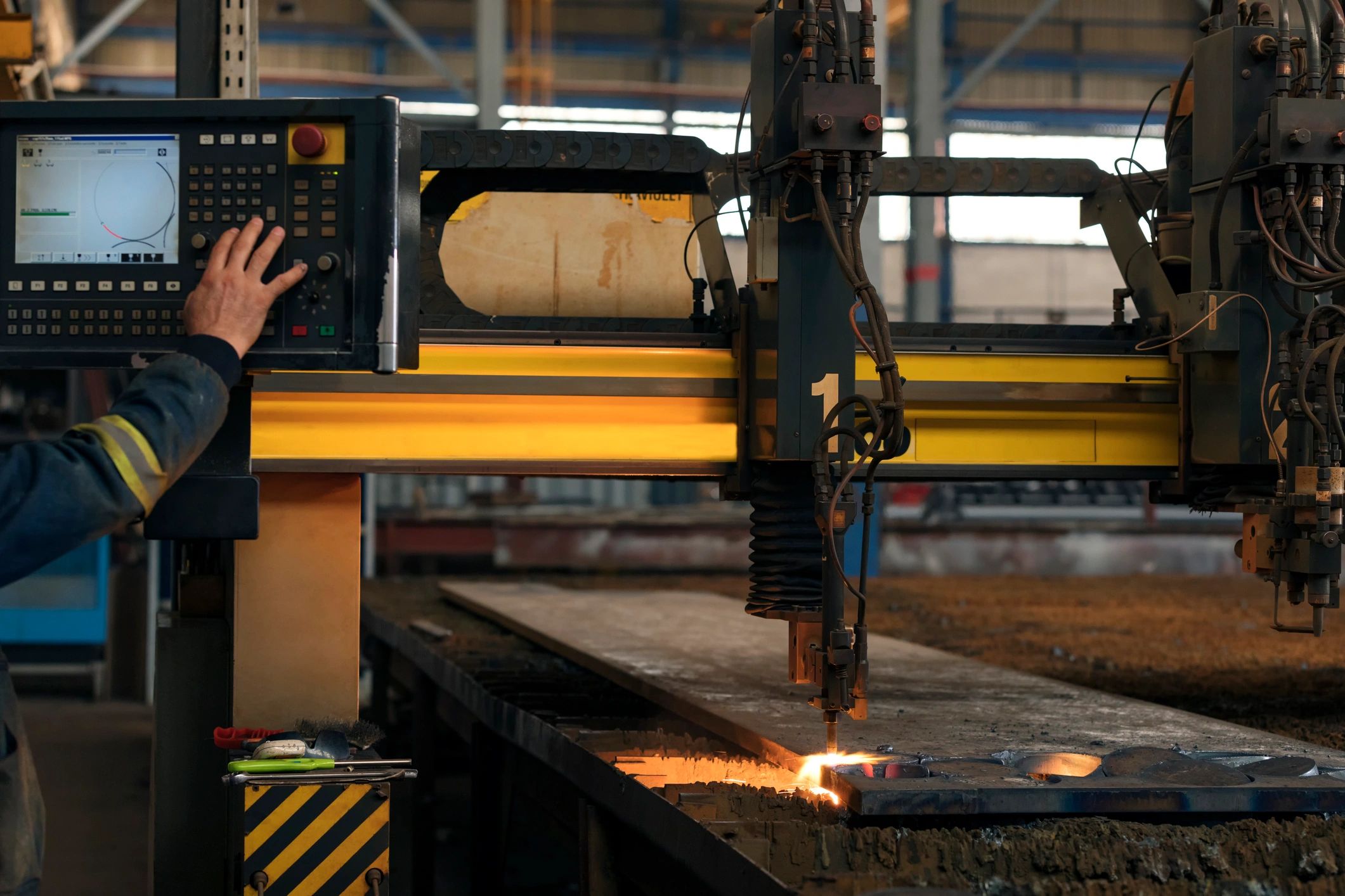 metal fabrication machinery in action